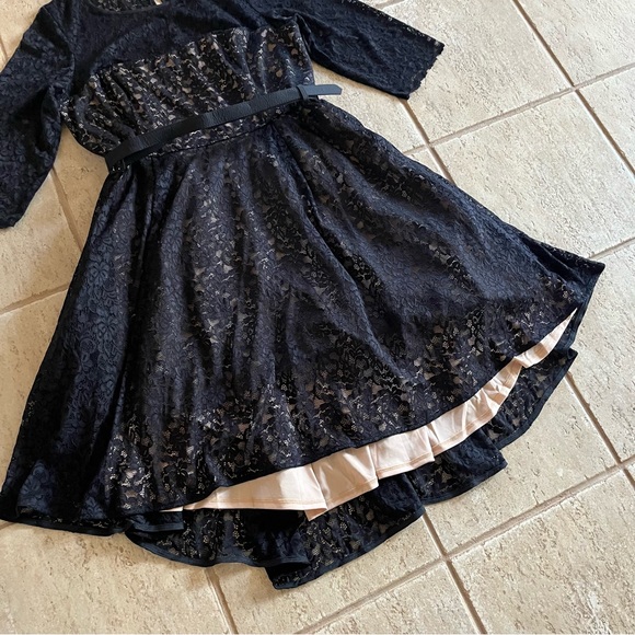 City Chic Womens Plus Size 20 Black Lace Lover Hi Low Midi Belt Dress NWT A-Line - Picture 6 of 12